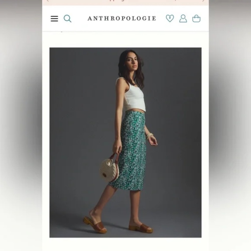 Anthropologie Green Midi Skirt